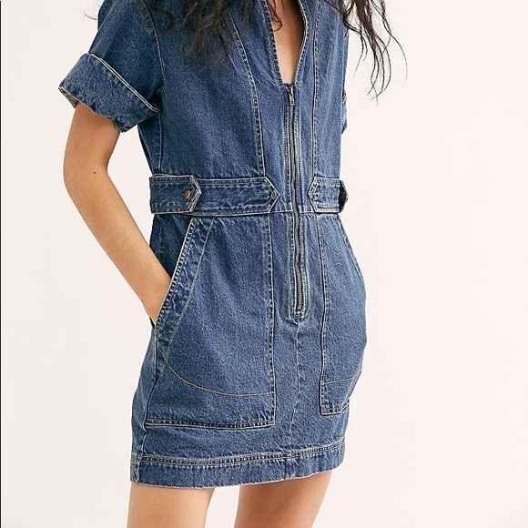 free people dream on denim mini dress